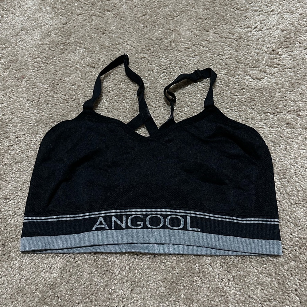 Angool Black L Sports Bra